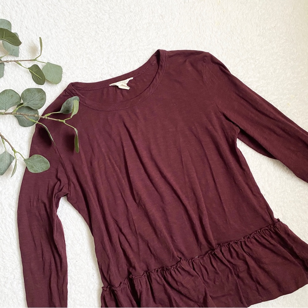 Caslon | burgundy long sleeve peplum top